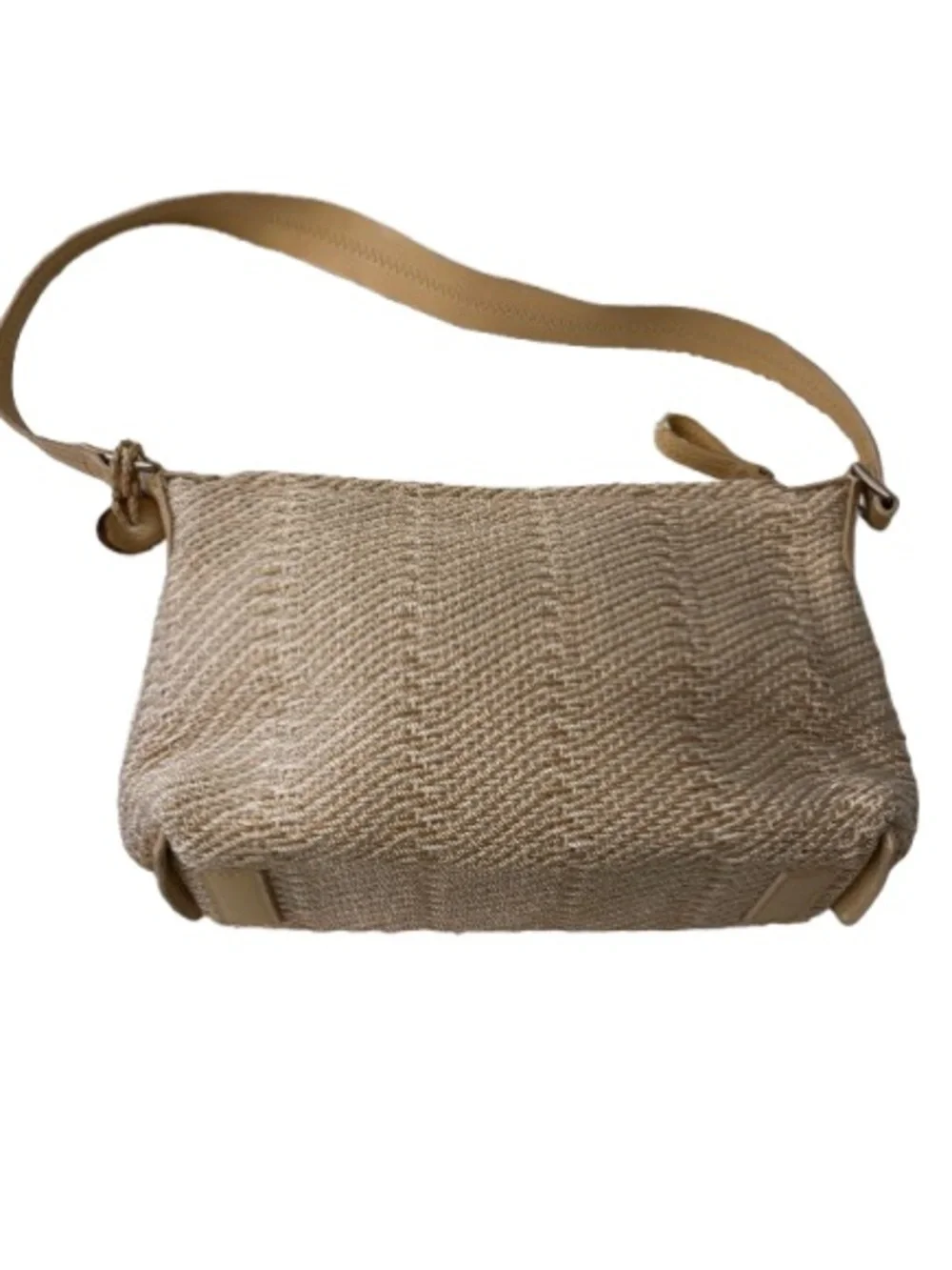 The Sak Woven Crochet Shoulder Bag Beige Neutral Boho Y2K Zip Purse